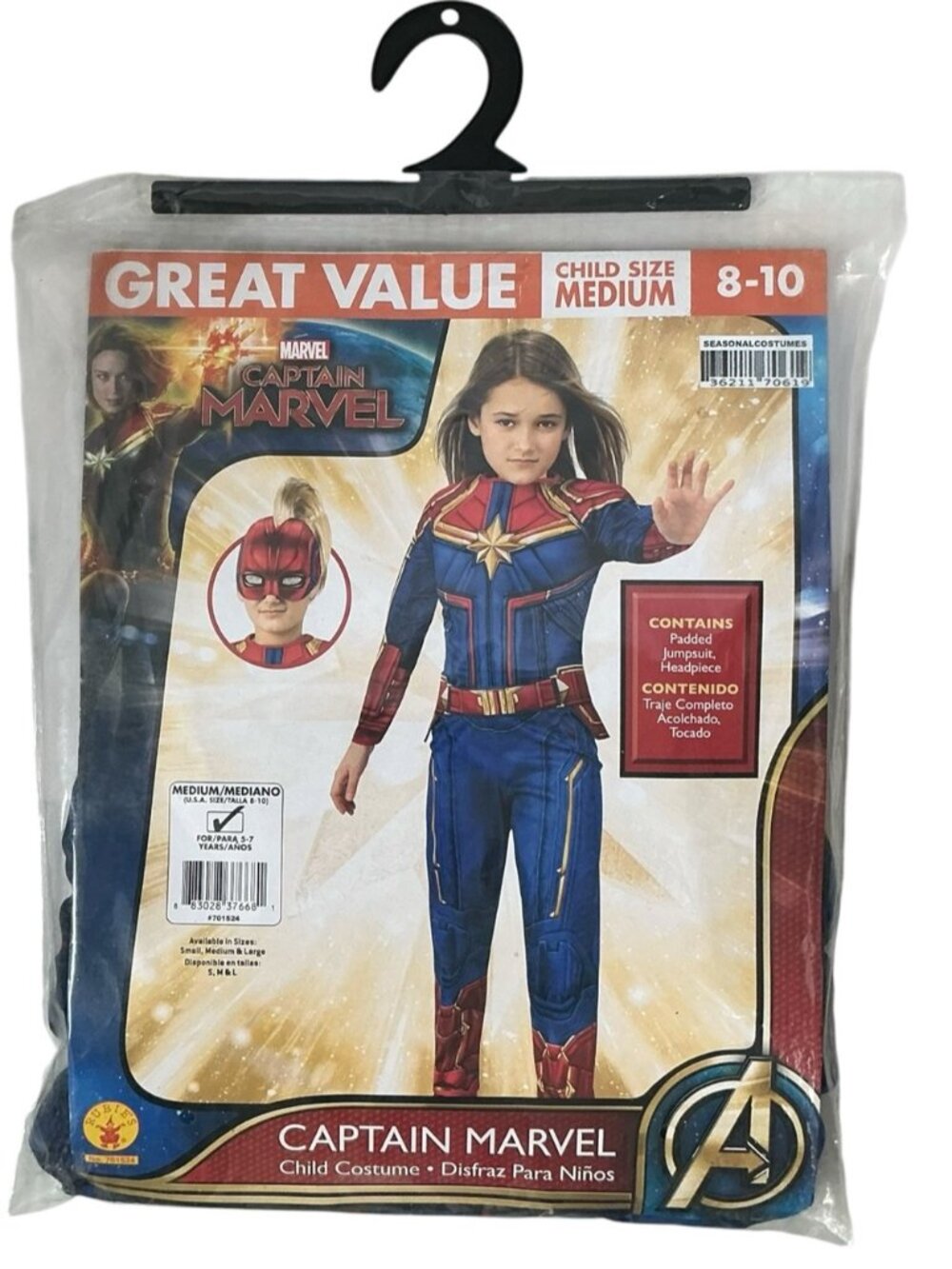 Captain Marvel Costume Super Hero Kids Medium 8-10 - Picture 9 of 15